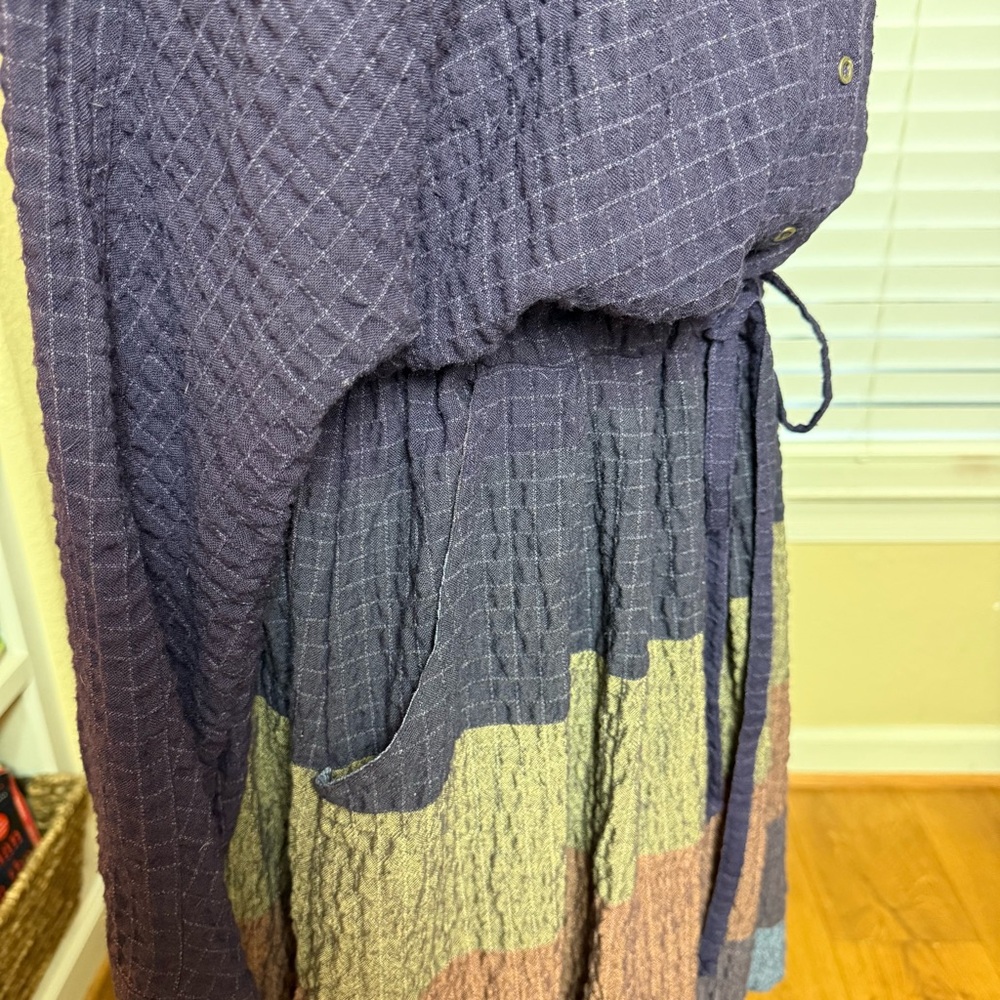 Free People Ray of Light Colorblock Shirtdress w/ Pockets Plum Sz M - Picture 9 of 11